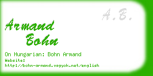 armand bohn business card